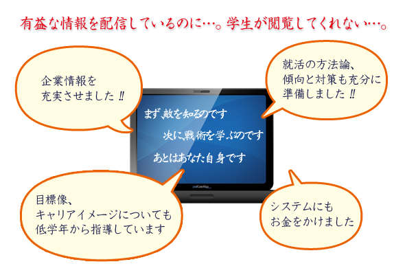 せっかく有益な情報を配信しているのにいっこうに学生が振り向かない
